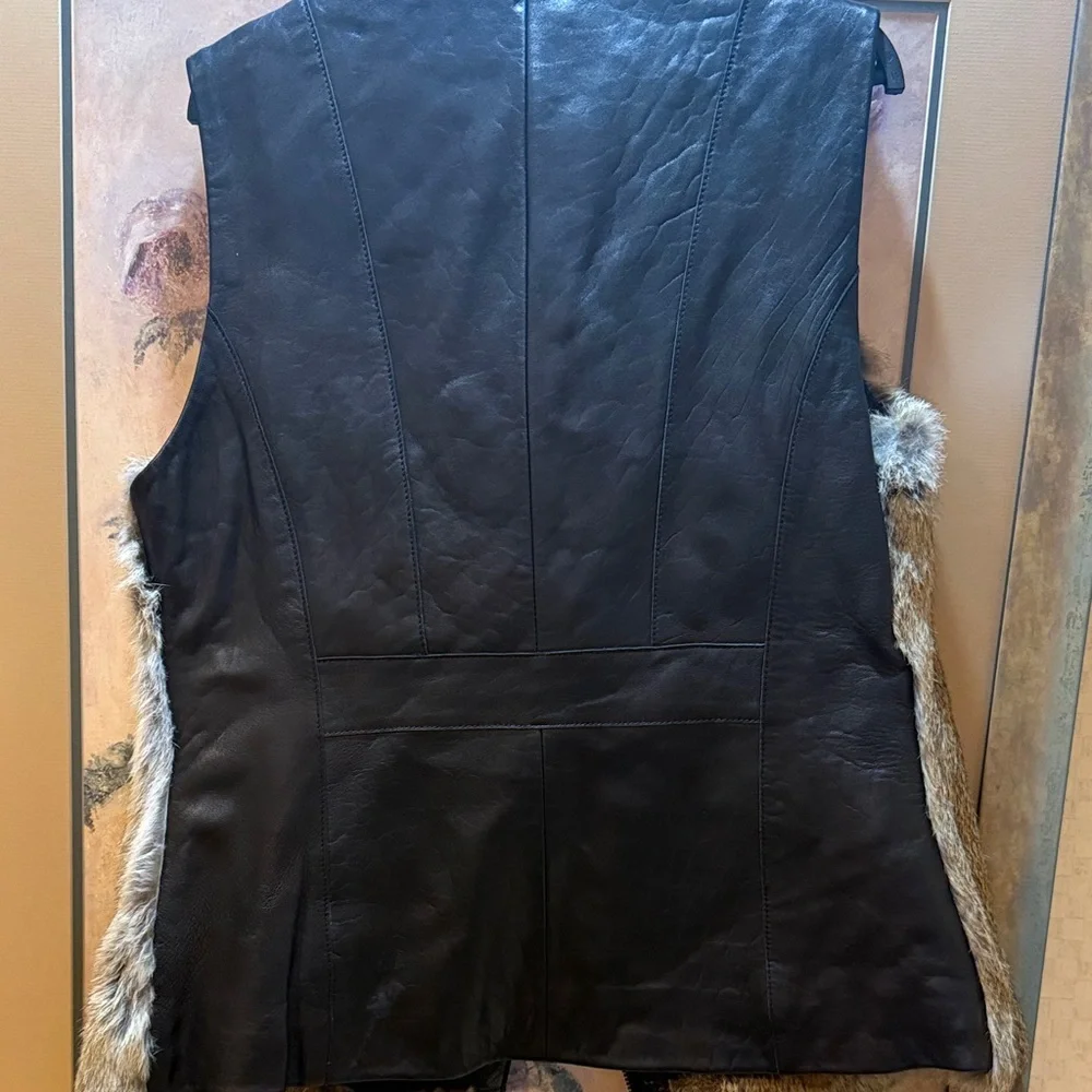 BCBGMaxAzria Brown Faux Fur Vest with Black Accents - Picture 3 of 4